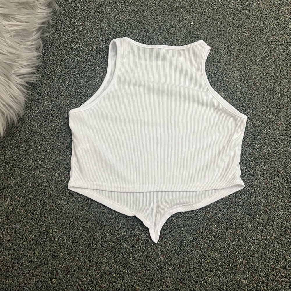 PRETTYLITTLETHING White Triangle Handkercheif Racer Back Tank Top Shirt Top Sz S - Picture 13 of 16